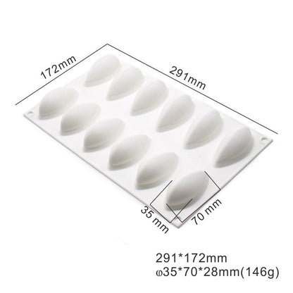 12 Cavity Quenelle Dessert Silicone Mould Tray Chocolate Pastry Ice Cream Jelly Cake