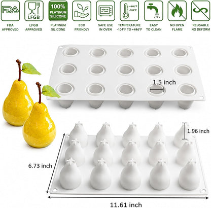 3D Pear Shape Silicone Mousse Cake Mold Chocolate Pastry Dessert Jelly Pudding Candy
