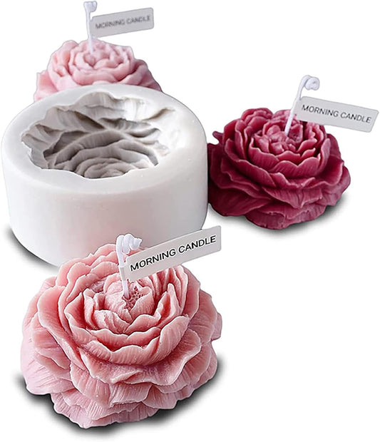 3D Big Peony Silicone Candle Mold Large Peonies Romantic Candle Mould Flower Mould For Candle Soap Resin Wedding Candle Mold
