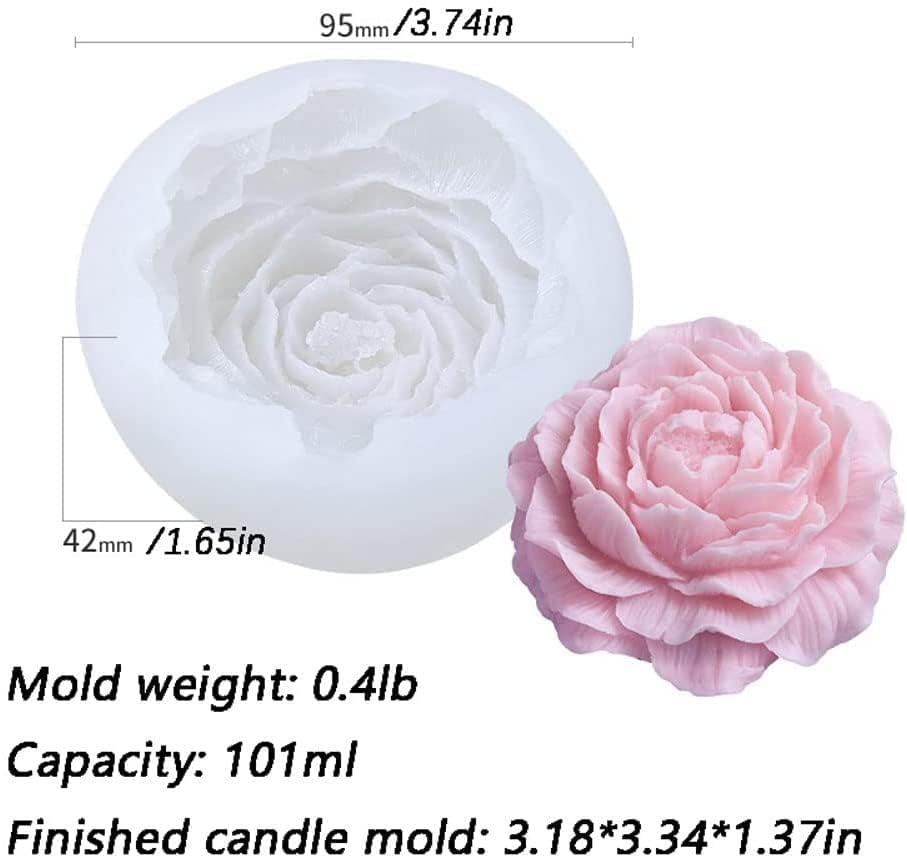 3D Big Peony Silicone Candle Mold Large Peonies Romantic Candle Mould Flower Mould For Candle Soap Resin Wedding Candle Mold