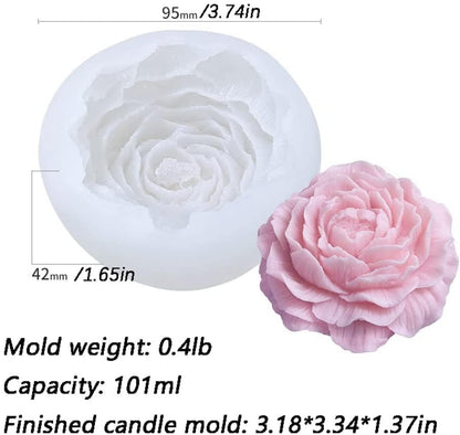 3D Big Peony Silicone Candle Mold Large Peonies Romantic Candle Mould Flower Mould For Candle Soap Resin Wedding Candle Mold