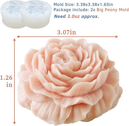 3D Big Peony Silicone Candle Mold Large Peonies Romantic Candle Mould Flower Mould For Candle Soap Resin Wedding Candle Mold