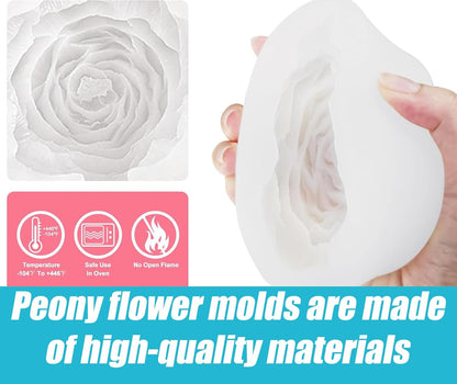 3D Big Peony Silicone Candle Mold Large Peonies Romantic Candle Mould Flower Mould For Candle Soap Resin Wedding Candle Mold