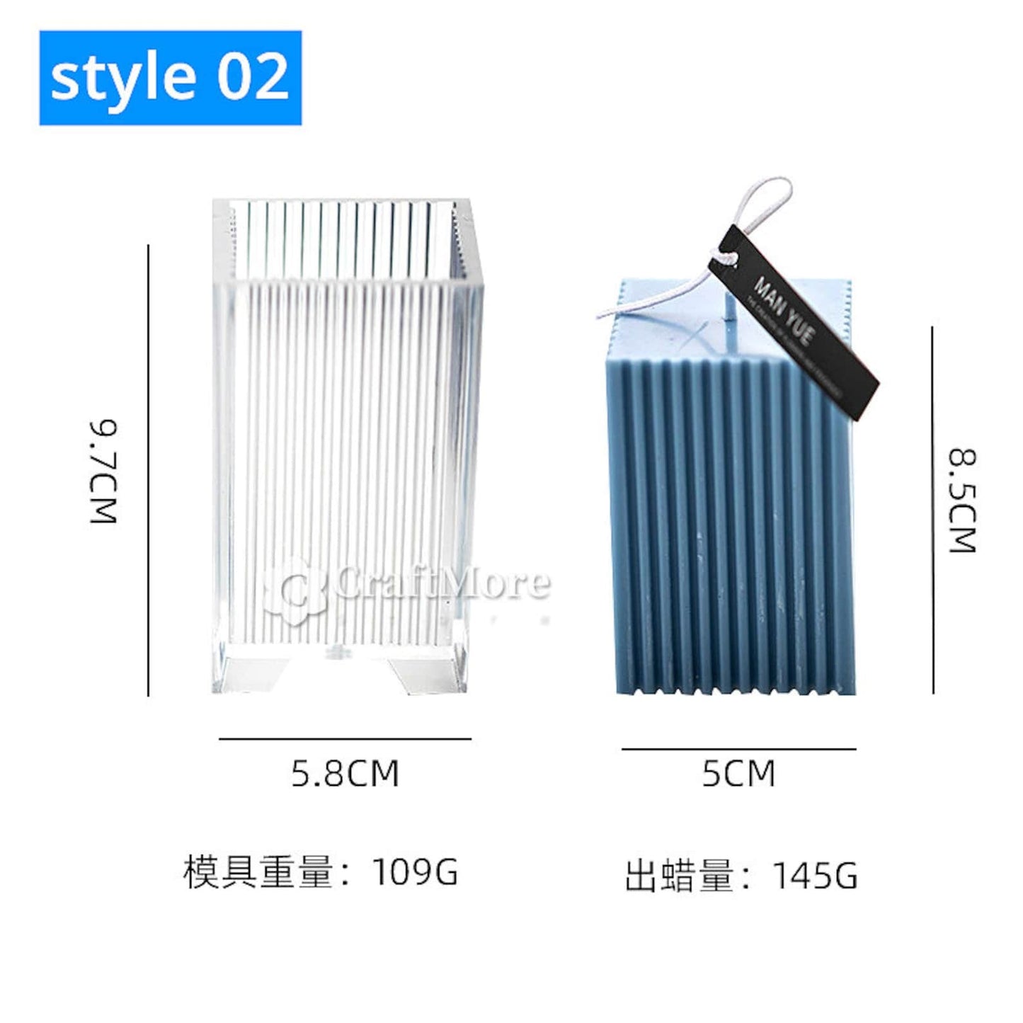 3D (9.7x5.8cm) Square Serrated Pillar Cylinder Mould Polycarbonate Mold For Candle & Home Decoration P3