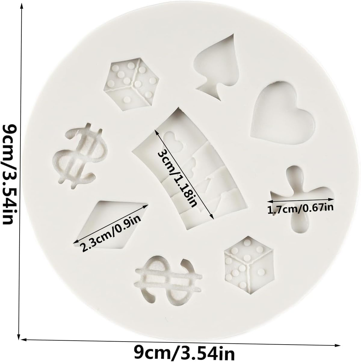 Poker & Casino Silicone Mold for Chocolate Candy Fondant Cake Decoration