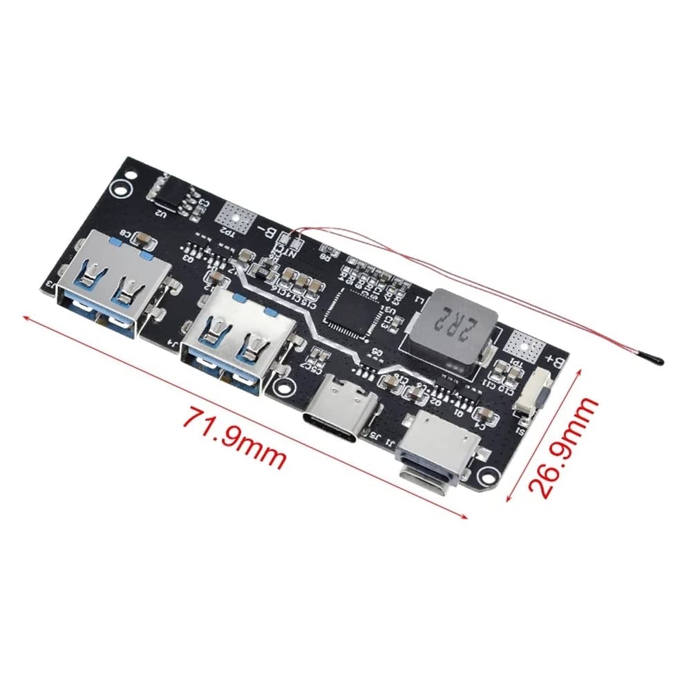 5 Port Dual USB Micro/Type-C 5V 4.5A 22.5W Mobile Power Bank 18650 Charging Module QC4.0 QC3.0 LED with NTC Temperature Protection