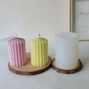 3D SMALL Ribbed Pillar Candle Silicone Mould for DIY Candle Making and Decorative Home Decor