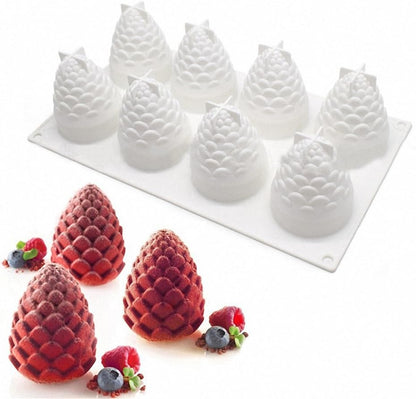 8 Cavity 3D Pineapple Silicone Mould Chocolate Pastry Jelly Pudding Ice Cream