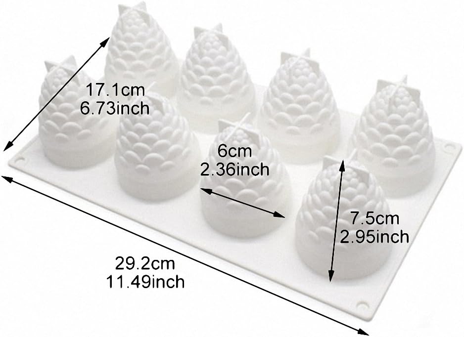 8 Cavity 3D Pineapple Silicone Mould Chocolate Pastry Jelly Pudding Ice Cream