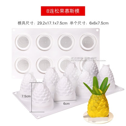 8 Cavity 3D Pineapple Silicone Mould Chocolate Pastry Jelly Pudding Ice Cream