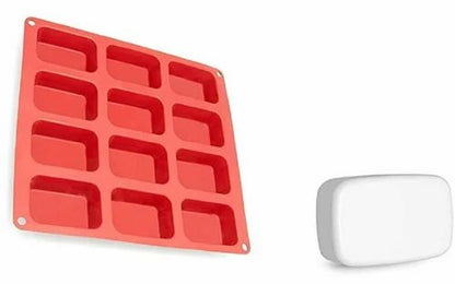12 Cavity Large Rectangle Loaf Silicone Mould Handmade Soap Bath Bombs Candle Wax