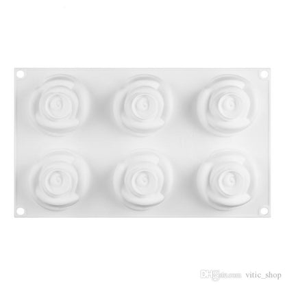 6 Cavity 3D Rose Shape Silicone Mould Chocolate Fondant Ice Cream & Homemade Soap