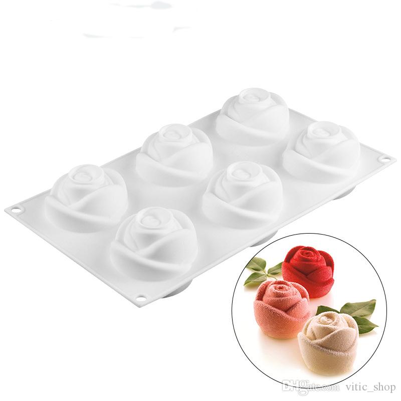 6 Cavity 3D Rose Shape Silicone Mould Chocolate Fondant Ice Cream & Homemade Soap