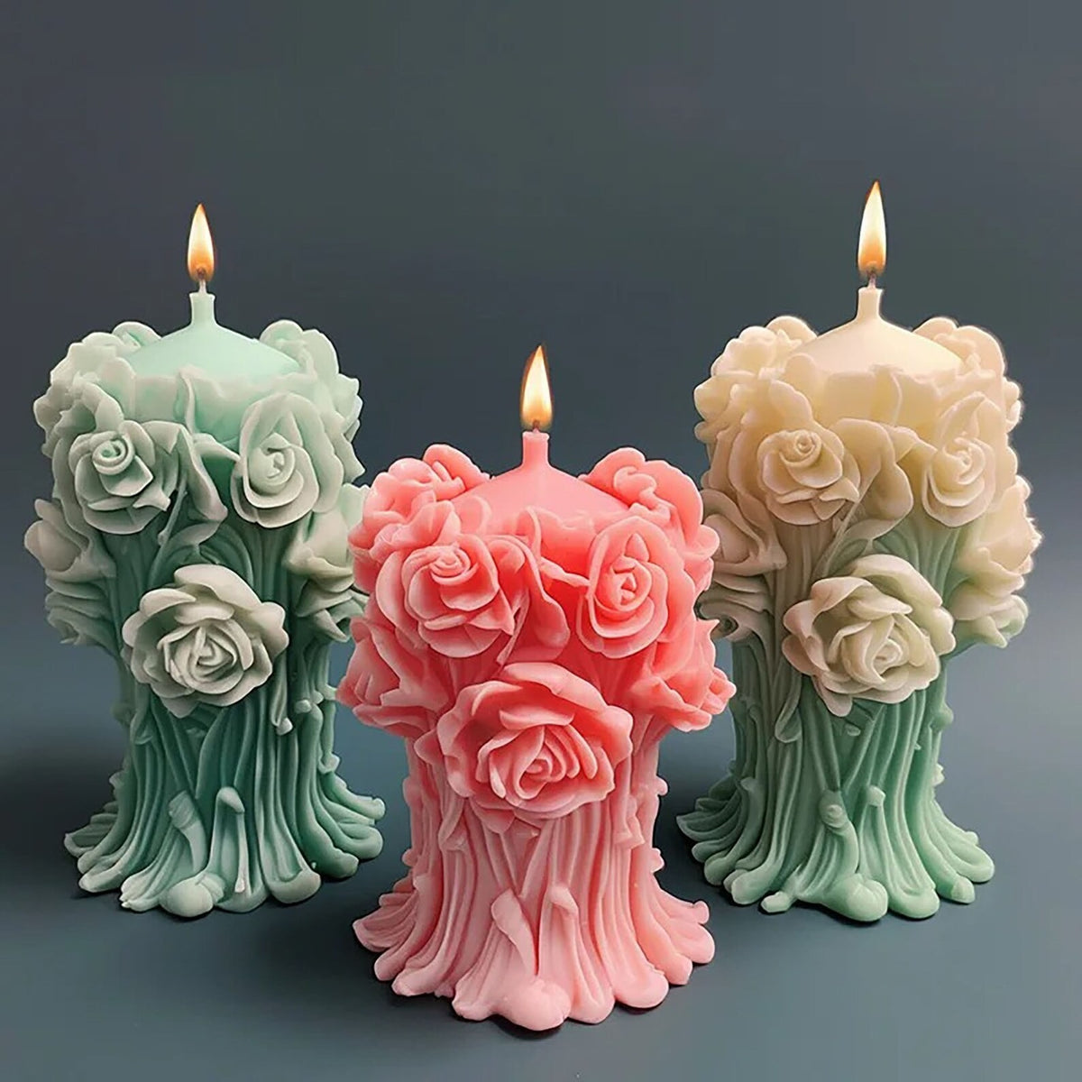 3D Rose Flower Silicone Candle Mould DIY Wax Soy Candle Home Decor & Gifting