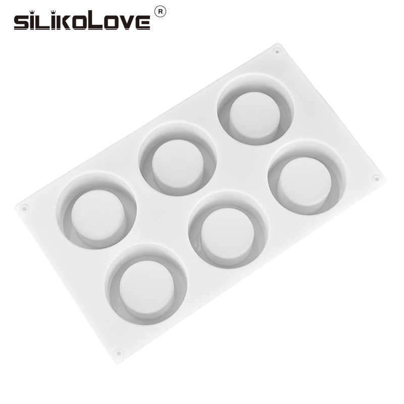 6 Cavity Round Cylinder Silicone Mould Chocolate Pastry Dessert Pudding Jelly Ice Cream