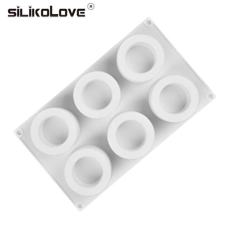 6 Cavity Round Cylinder Silicone Mould Chocolate Pastry Dessert Pudding Jelly Ice Cream