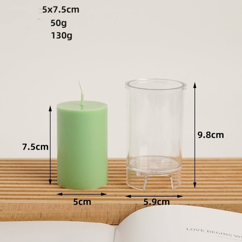 3D (3.9"x2.9"inch) Cylinder Plain Pillar Polycarbonate Candle Mould Atractive Output P35