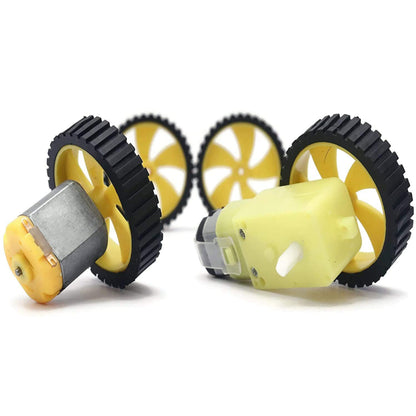 4PCS Wheel-4512 (45mm x 11mm) Robot Durable Rubber Tire Yellow wheel 45mm for BO DC Motor For Motor Toy Car Electronic School Collages Projects