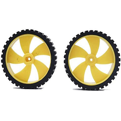 4PCS Wheel-4512 (45mm x 11mm) Robot Durable Rubber Tire Yellow wheel 45mm for BO DC Motor For Motor Toy Car Electronic School Collages Projects
