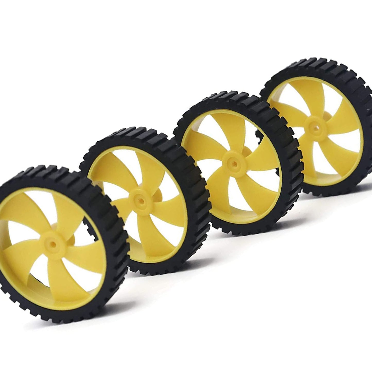 4PCS Wheel-4512 (45mm x 11mm) Robot Durable Rubber Tire Yellow wheel 45mm for BO DC Motor For Motor Toy Car Electronic School Collages Projects