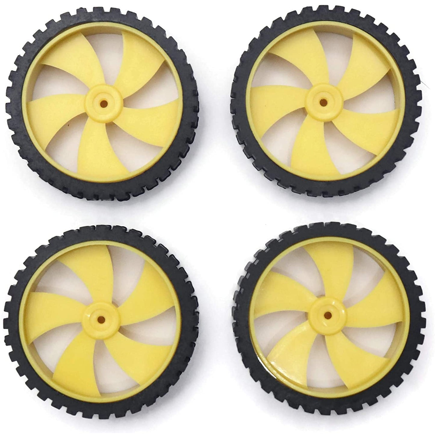 4PCS Wheel-4512 (45mm x 11mm) Robot Durable Rubber Tire Yellow wheel 45mm for BO DC Motor For Motor Toy Car Electronic School Collages Projects