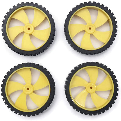 4PCS Wheel-4512 (45mm x 11mm) Robot Durable Rubber Tire Yellow wheel 45mm for BO DC Motor For Motor Toy Car Electronic School Collages Projects