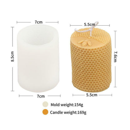 3D Honeycomb Columnar Silicone Candle Mold Handmade Beehive With Honeybee