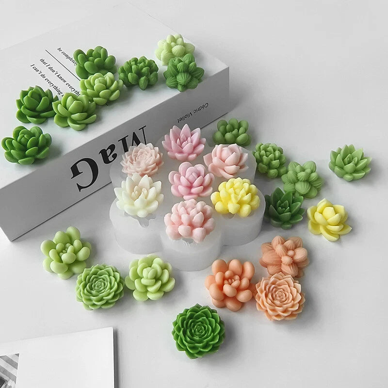 7 Cavity 3D Succulent Silicone Mould for Candle Making Soap Making Resin Art