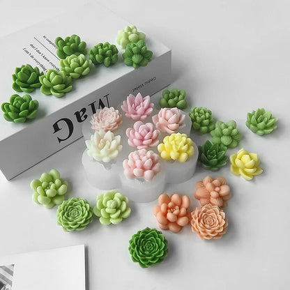 7 Cavity 3D Succulent Silicone Mould for Candle Making Soap Making Resin Art