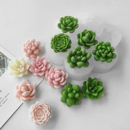 7 Cavity 3D Succulent Silicone Mould for Candle Making Soap Making Resin Art