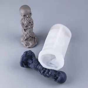 3D Triple Skull Skeleton Spritual Candle Silicone Mold DIY Candles Soap Resin & Halloween Décor