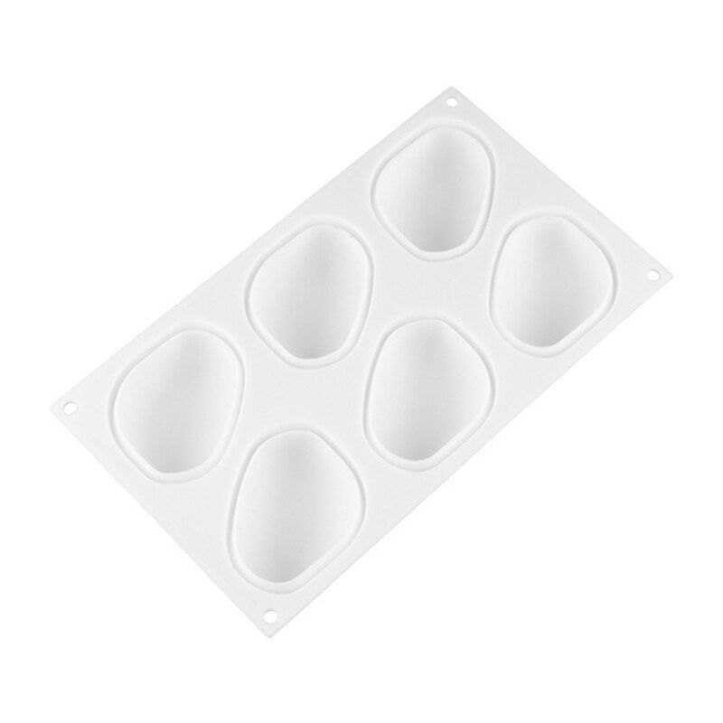 6 Cavity Stone Shape Silicone Mousse Cake Mold Chocolate Dessert Pudding Jelly