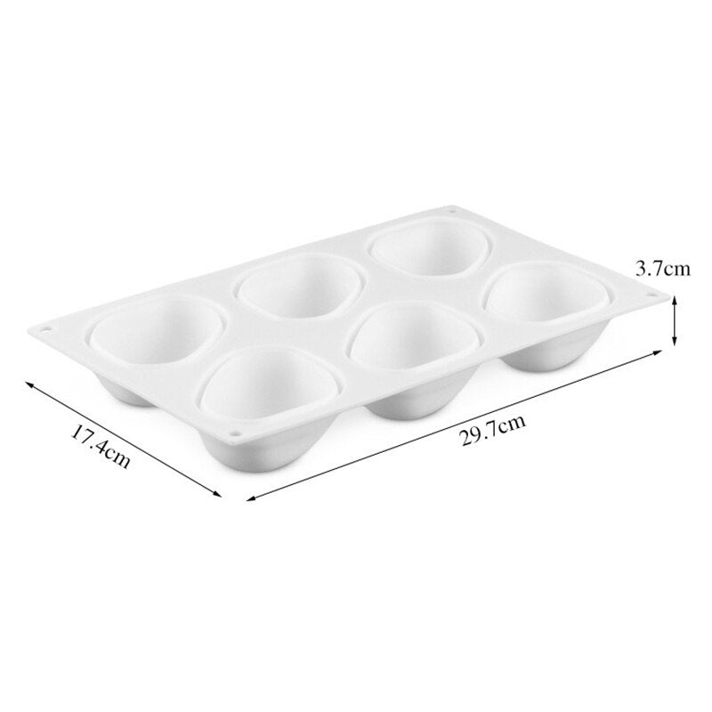 6 Cavity Stone Shape Silicone Mousse Cake Mold Chocolate Dessert Pudding Jelly