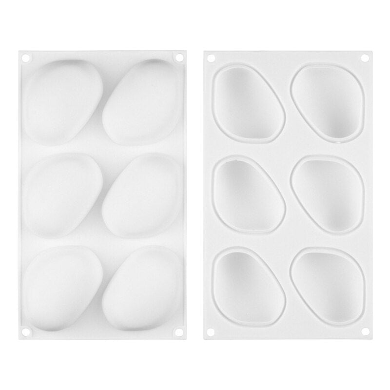 6 Cavity Stone Shape Silicone Mousse Cake Mold Chocolate Dessert Pudding Jelly
