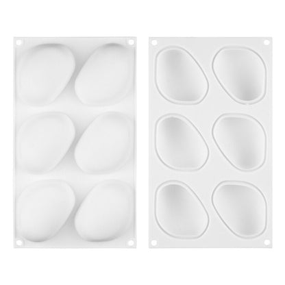 6 Cavity Stone Shape Silicone Mousse Cake Mold Chocolate Dessert Pudding Jelly