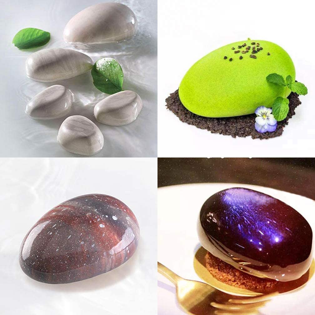 6 Cavity Stone Shape Silicone Mousse Cake Mold Chocolate Dessert Pudding Jelly