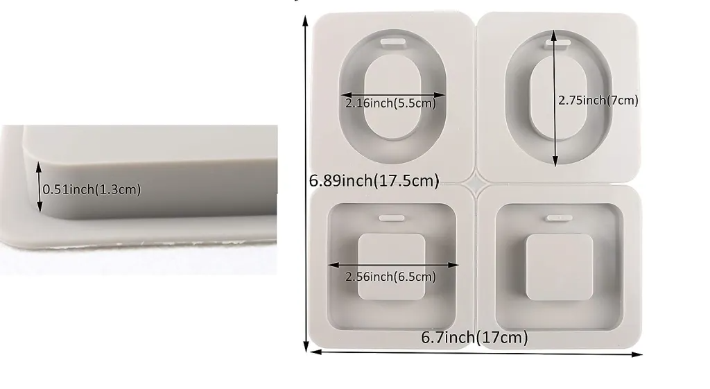 4 Cavity Silicone Resin Mould for Oval and Square Pendant Keychain Jewelry and DIY Crafts