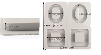 4 Cavity Silicone Resin Mould for Oval and Square Pendant Keychain Jewelry and DIY Crafts