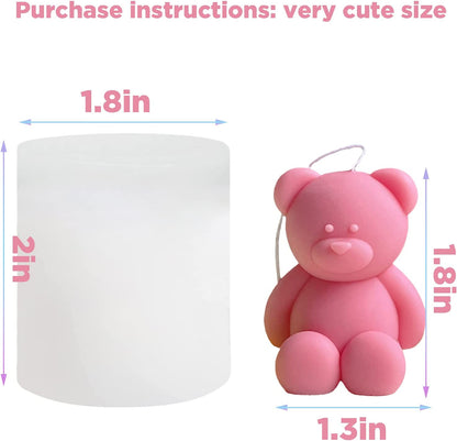 3D Teddy Bear Silicone Mold for Candle Making Soap Resin Art Chocolate Cake Decoration