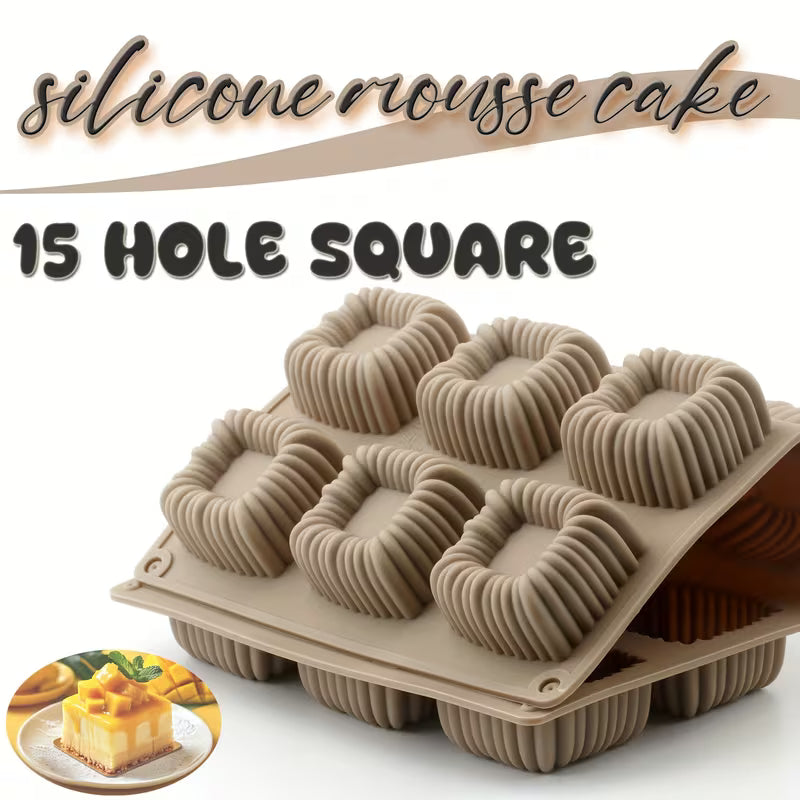 15 Cavity 3D Square Spiral Silicone Mould for Chocolate Pastry Jelly Pudding