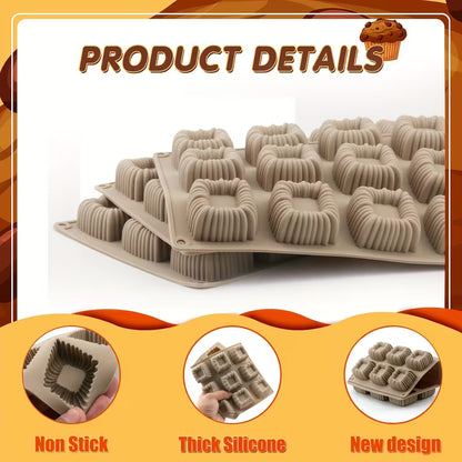 15 Cavity 3D Square Spiral Silicone Mould for Chocolate Pastry Jelly Pudding