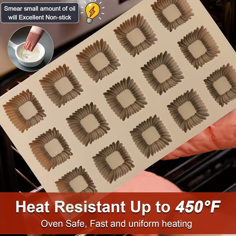 15 Cavity 3D Square Spiral Silicone Mould for Chocolate Pastry Jelly Pudding