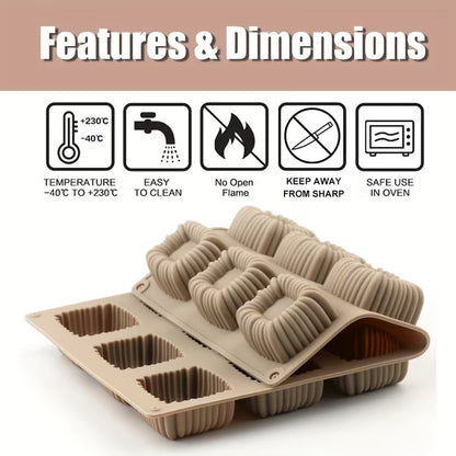 15 Cavity 3D Square Spiral Silicone Mould for Chocolate Pastry Jelly Pudding