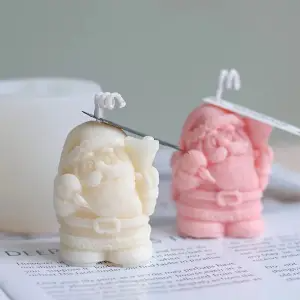 3D Santa Claus Silicone Candle Mould for Christmas Wax Candles Soap Making