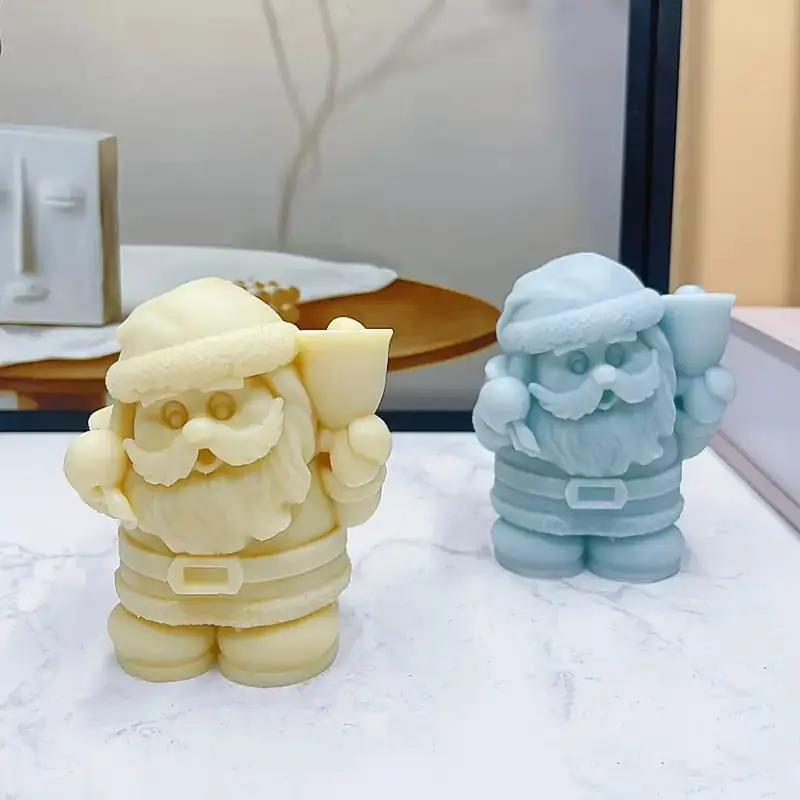 3D Santa Claus Silicone Candle Mould for Christmas Wax Candles Soap Making