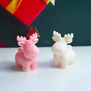3D Cute Reindeer Silicone Mould for Candle Making Deer Figurine Christmas Decor