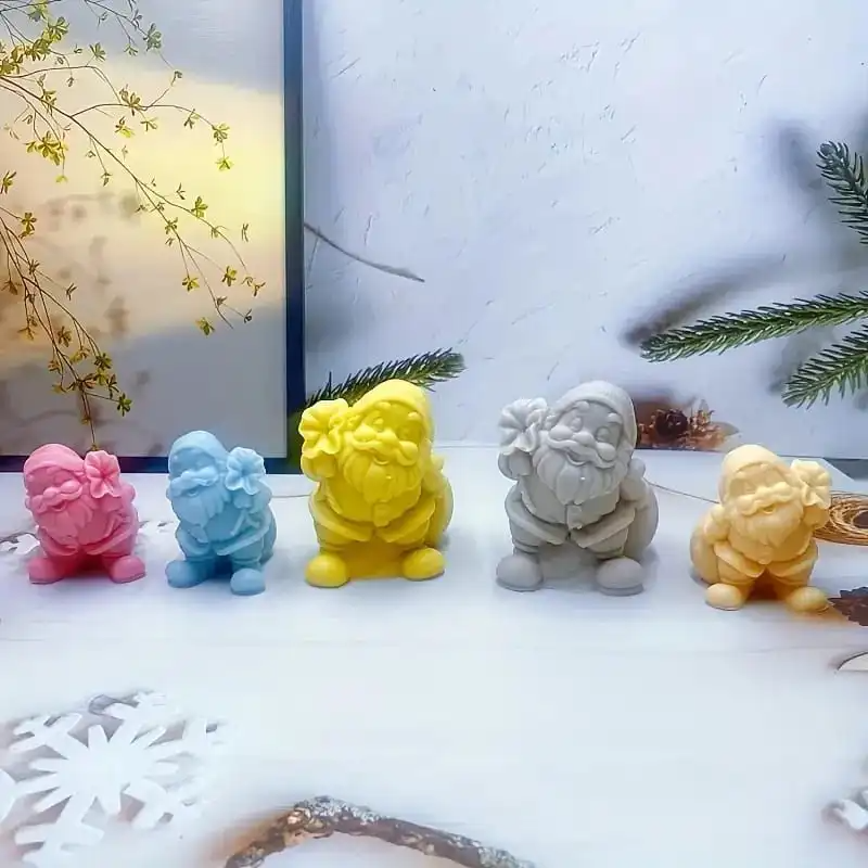 3D Santa Claus Silicone Candle Mould for Christmas DIY Wax Candles Festive Decor