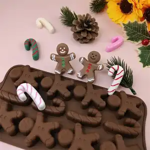 12 cavity Christmas Gingerbread Man Silicone Chocolate Mould for Cookies Candy Fondant