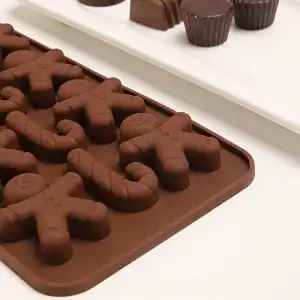 12 cavity Christmas Gingerbread Man Silicone Chocolate Mould for Cookies Candy Fondant
