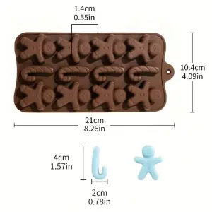 12 cavity Christmas Gingerbread Man Silicone Chocolate Mould for Cookies Candy Fondant